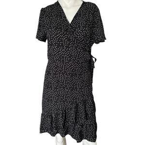 Naggoo Black Polka Dot Wrap Dress Large